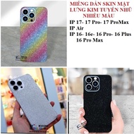 Multicolor glitter back skin sticker for IP 17 17 Pro 17 Pro Max IP Air IP 16 16e 16 Pro 16 Plus 16 