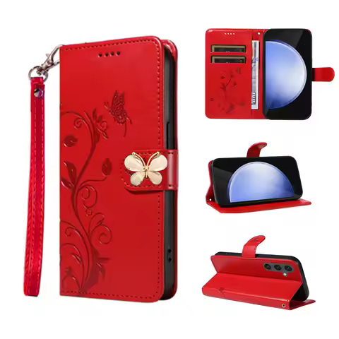 Butterfly Buckle Wristlet Flip Case for Nokia X20 X10 C20 C10 G22 G12 G21 G11 G50 G20 G10 Flower Lea