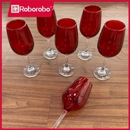 ROBO.PH Set of 6pcs Goblet Crystal Clear Stem Vintage Ruby Red Goblet Colored Wine Glass Goblet