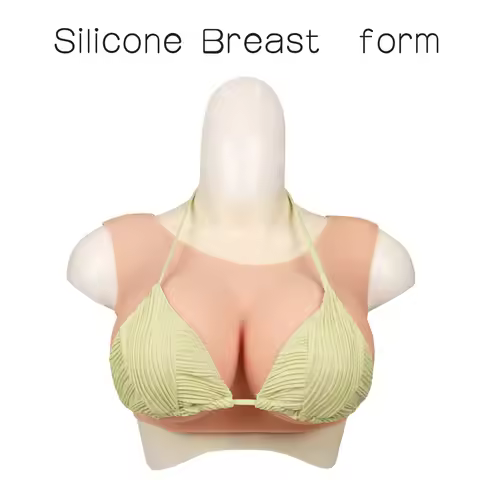 1 Piece Asian Yellow Round Neck Silicone Breastplate Fake Boobs Fake Breasts Forms B-G Cup Breast Pl