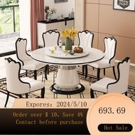 Ivory White Simple Modern Marble round Dining Table and Chair Home round Table Korean Dining Table Restaurant High Qua