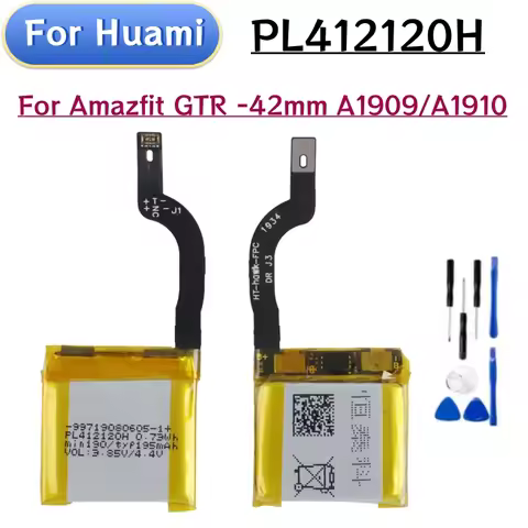 Original PL412120H battery For Huami Amazfit GTR 42MM A1909 A1910 195mAh PL412120H Battery Replaceme