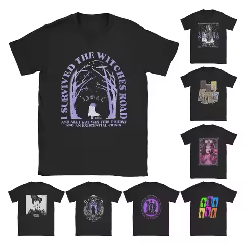 Agatha All along Survived the Witches Road Men's T-Shirt Cotton Short Sleeve round Neck Print Casual