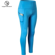 SUPERFLOWER ผู้หญิงเอวสูงกีฬาฟิตเนส Leggings Tights กางเกงโยคะพร้อมกระเป๋า Tummy Control 4 Way Stretch