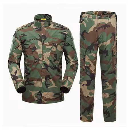 Woodland BDU Combat Hunting Suit Set, Outdoor Sports, Climbing, Camping, Hiking, Scratch Resistant,