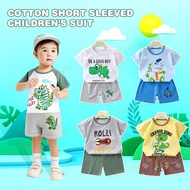 0-6yrs Newborn Baby Kids Sando Terno For Boy Girl Short Sleeves Tshirt Tee Suit Dinosaur Graffiti De