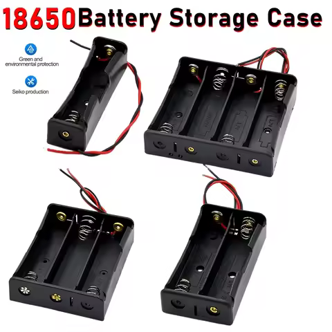 18650 Battery Holder Box 1 2 3 4 Slot 18650 Battery Storage Case with Connect Black Red Wires for 18