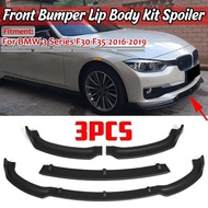 3PCS Black/Carbon Fiber Look Car Front Bumper Lip Splitter Body Kit Bumper Lip Deflector Lips For BM