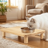 NESSA Raised Feeder Stand, Wooden Non-slip Cat Food Dining Table Rack, Practical Stable Detachable A
