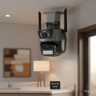 Dual Lens Outdoor Security Camera with Police Siren, 4K and 6MP Resolution