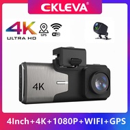 EKLEVA กล้อง4 DVR ติดรถยนต์4K & 1080P เครื่องบันทึกวีดีโอ WIFI ความเร็ว GPS Dashcam รถกล้องหน้ารถนาย