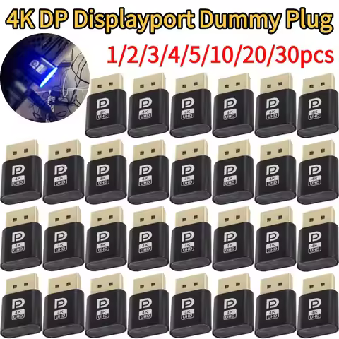 4K Displayport Dummy Plug - DP Virtual Display Adapter EDID Headless Emulator Ghost Plug for PC Vide