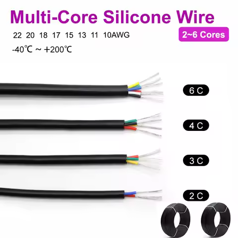 1/3/5m Black Heat-resistant Silicone Wire Sheath cable 22~10 AWG 2 Core 3C 4C 6C Insulation Audio El