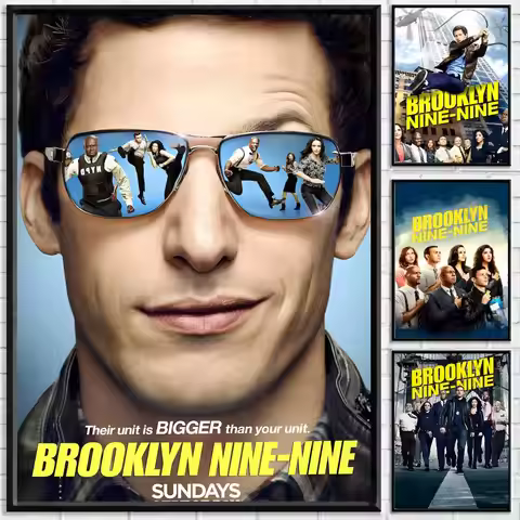 TV Series Brooklyn 99 Poster Self-adhesive Art Waterproof Paper Sticker Coffee House Bar Room Wall D