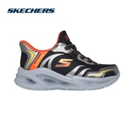 Skechers Boys Slip-Ins Meteor-Lights Brisk-Beams Shoes - 403848L-BKSL Air-Cooled Memory Foam Kasut S