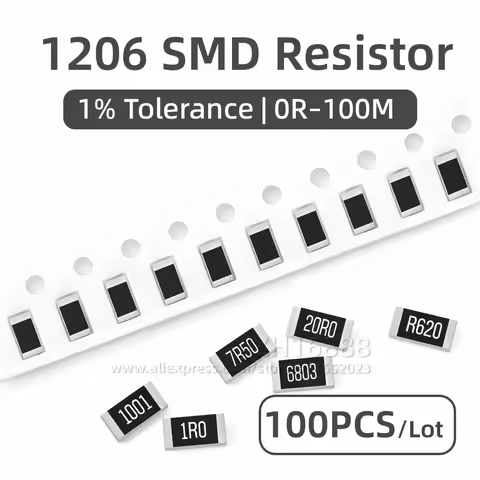 100Pcs/lot 1206 1% High Precision SMD Resistor 0 1 10 100 220 330 1K 2.2K 27K 33K 82K 150K Ohm 3K3 5