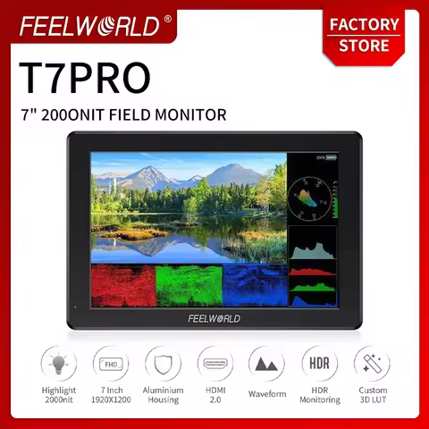 FEELWORLD 7 T7 PRO Inch 2000nit Field Camera Monitor 4K HDMI 60Hz Input Output Aluminium Housing 192