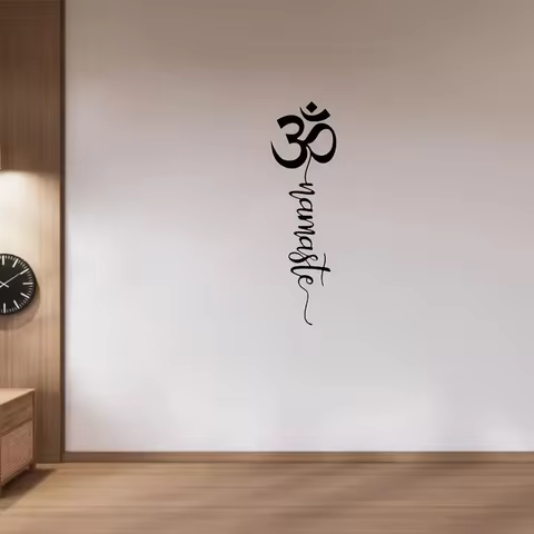 Classic Namaste Wall Decal with Om Symbol - Vinyl Graphic Sticker for Yoga Studio and Home Decor, Se