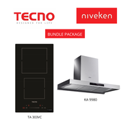 (HOOD + HOB) Tecno KA 9980 / KA9980 (90cm) High-suction Chimney Cooker Hood + Tecno TA 303VC / TA303VC (30cm) Vitro-ceramic Cooker Hob