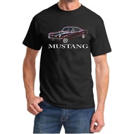 Men's cotton T-shirt 1965 1966 Ford Mustang Fastback Neon Lights Design Tshirt