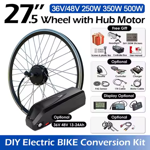 250W 500W 24inch Wheel Hub Motor Ebike Conversion Kit with Battery Brushless Gear Motor for 24" kit 