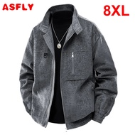 ASFLY 8XL Plus Size Jacket Men Spring Autumn Cargo Jacket Fashion Vintage Coat Male Big Size 8XL