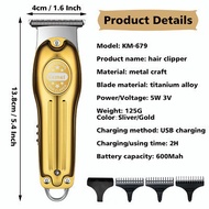 Kemei KM-679 Electric Hair Trimmer USB Charging Men Hair Clipper Cordless 0mm Hair Trimmer Beard Pro