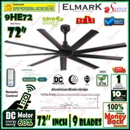 Elmark 72 inch Ceiling Fan 9HE72 MBK (Silent DC Motor) 9-Aluminium blades Remote Control DC Fan