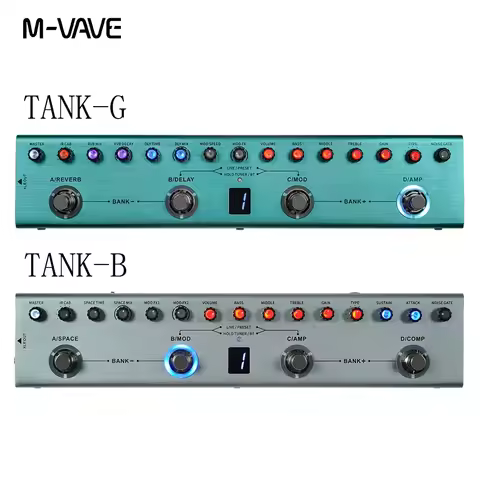 M-vave Tank-G Guitar Multi-Effects Pedal 36 Presets,9 Preamp Slot,3-Band EQ,8 IR Cab Slot,3 Modulati