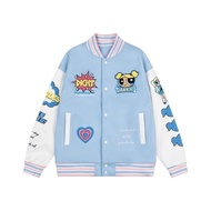 [Powerpuff Girls] American Jacket Women Spring Retro Embroidered Towel Embroidered Baseball Uniform 