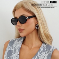 Q8SM SL #New Style Round Frame Sunglasses European American Female Celebrity Style Plate Sunglasses 
