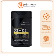 Vitamin D3 (5000 IU) K2 Sports Research (30 viên) Hỗ Trợ Xương Khớp Tăng cường hệ miễn dịch