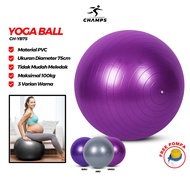Champs Gym Ball fitness 75cm Gym Ball yoga Ball Sports Equipment Bonus Gymball Pump