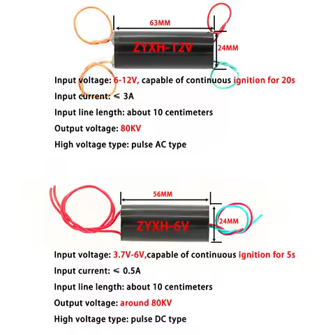 DC 3.6V-6V DC 6-12V To 20KV 40KV 80KV Boost Step Up Module High Voltage Generator Pulse Arc Generato