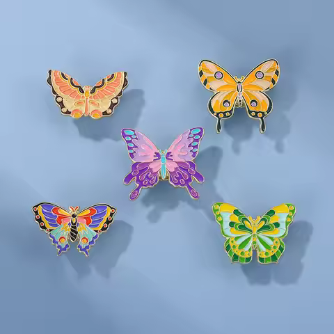 Retro Colorful Butterfly Enamel Pins Custom Sweet Romance Insect Brooches Lapel Badges Nature Jewelr