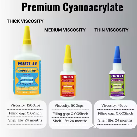 Premium CA Adhesive Thin Medium Thick Liquid Super Glue Strong General Purpose Quick-Bonding for PVC