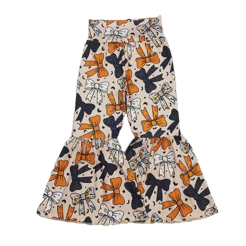 8.15 Wholesale Hot Sale Western Boutique children clothing Outfits Baby Girls Halloween Orange Black