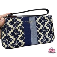 (CHAT BEFORE PURCHASE)NEW AUTHENTIC ISNTOCK KATE SPADE KE632 MEDIUM WRISTLET FLOWER JACQUARD BLUE MU