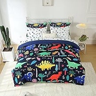Dinosaur Comforter Set Twin for Kids Boys Girls Teens 7 Piece Bed in a Bag Cartoon Colorful Dino 3D 