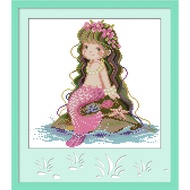 Cross Stitch Complete Set Mermaid Stamped Counted Cross-stitch Kit Printed Unprinted Cloth Needlework Embroidery DIY Handmade Sewing Kit