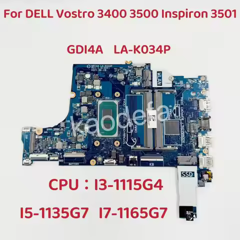 LA-K034P Mainboard For Dell Inspiron 15 3501 Vostro 3400 3500 Laptop Motherboard CPU:I5-1135G7 I7-11