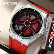 SANDA 1162 Racing Wheel Quartz Watch Men's 3D Rotating Dynamic Dial 3ATM Waterproof Trendy Personali