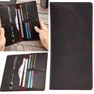 Genuine Leather Bag Thin Long Wallet Cowhide Clutch Can Hold Mobile Women Men Boys 019