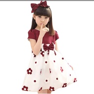 Bee flower kids Dress (Arabic crepe material, size 7-9 years). ddd
