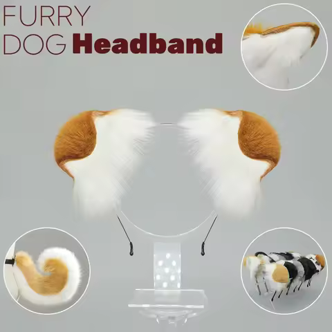 New Anime Handmade Kawaii Dog Furry Ears Headband Night Party Simulated Cute Wolf Dog Ears Cosplay P