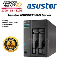 Asustor AS6302T NAS Server (2-Bay, Dual-Core 2.0GHz, 2GB DDR3L, Tower)