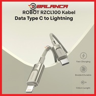 IPHONE ROBOT RZCL100 Charger Cable Type C to Lightning 27W Fast Charging Braided 100cm Premium Grey