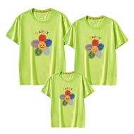 Happy Colorful Smiley Family Matching T-shirts round Neck Short Sleeve Casual Cotton Kids Clothing f
