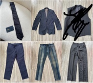 Kent and Curwen tie / Dolce&Gabbana jeans / Paul Smith blazer / Helmut Lang vest / Aquascutum pants 