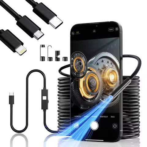 1920 HD Mobile Phone Endoscope Camera, (iOS/Android/USB) 3-in-1 Inspection Camera, IP67, Equipped wi